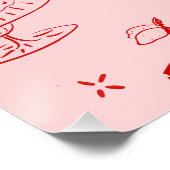 Poster Fête des mariées Whimsical tirée à la main rouge (Coin)