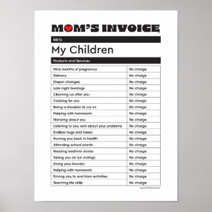 Poster Fête des mères Amour Maman Facture - Cadeau