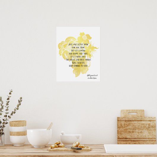 Poster Fête des Mères citation d'art Fleurs en feuille d' (Cuisine)
