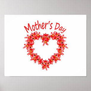 Poster Fête des Mères - Cœur de tulipes - Illustration