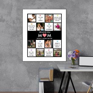 Poster Fête des mères Collage photo personnalisé avec cit