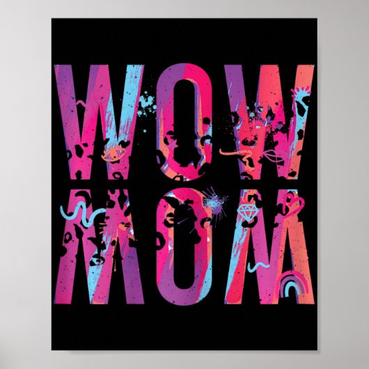 Poster Fête des mères Maman est juste Wow à l'envers (Devant)