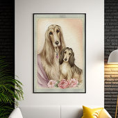 Poster Fête des mères mignonne Afghan Hound Chien Maman