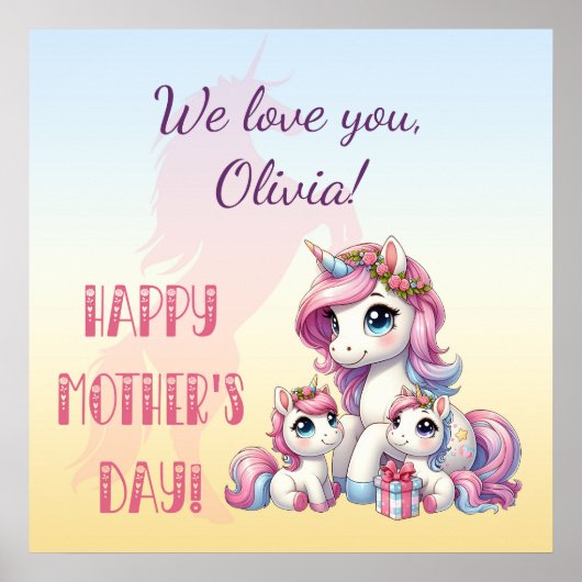 Poster Fête des Mères Unicorn-Theme Party (Devant)