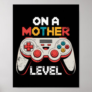Poster Fête des mères vintage pour joueur de jeux vidéo à