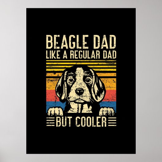 Poster Fête des pères | Beagle Chien Papa (Devant)