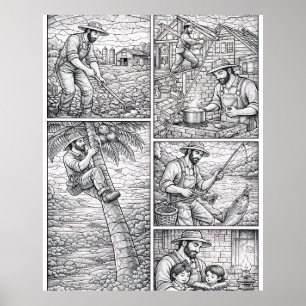 Poster Fête des pères Grand-père Papa