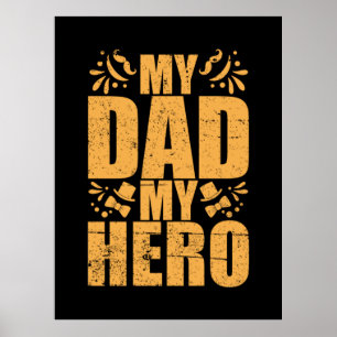 Poster Fête des pères Mon père Mon héros