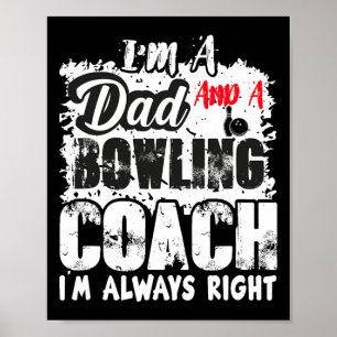 Poster Fête des pères Papa Bowling Coach Meilleur Coach A
