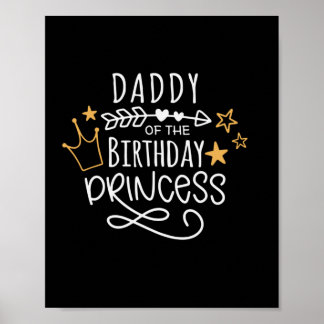 Poster Fête des pères Papa De La Princesse D'Anniversaire