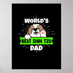 Poster Fête des pères   World Best Shih Tzu Chien Papa