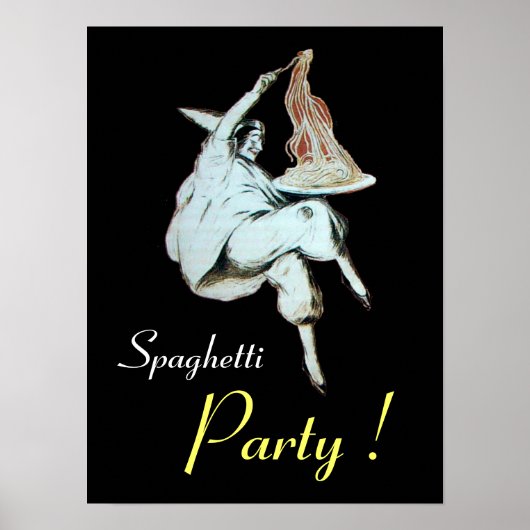Poster FÊTE DES SPAGHETTIS, CUISINE ITALIENNE, noir (Devant)