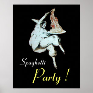 Poster FÊTE DES SPAGHETTIS, CUISINE ITALIENNE, noir