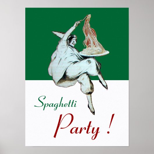 Poster FÊTE DES SPAGHETTIS, CUISINE ITALIENNE, rouge vert (Devant)