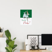 Poster FÊTE DES SPAGHETTIS, CUISINE ITALIENNE, rouge vert (Bureau à domicile)