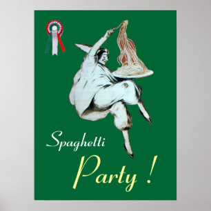 Poster FÊTE DES SPAGHETTIS, CUISINE ITALIENNE, rouge vert
