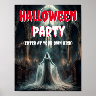 Poster Fête d'Halloween avec fantôme Déplaisant
