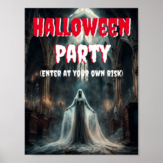 Poster Fête d'Halloween avec fantôme Déplaisant (Devant)