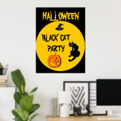 POSTER FÊTE D'HALLOWEEN CHAT NOIR (Bureau à domicile)