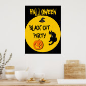 POSTER FÊTE D'HALLOWEEN CHAT NOIR (Cuisine)