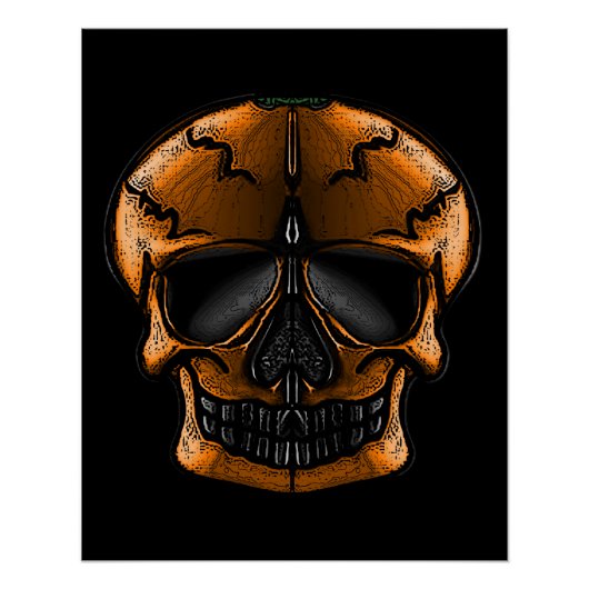 Poster Fête d'Halloween Crâne de Citrouille  (Devant)