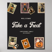 Poster Fête d'Halloween de timbre postal éffrayant (Devant)