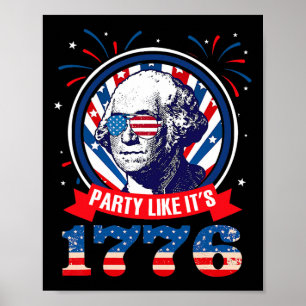 Poster Fête drôle comme si c'était 1776 4 juillet George