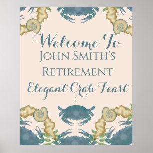 Poster Fête du crabe - Aquarelle Crabes bleus, Retraite