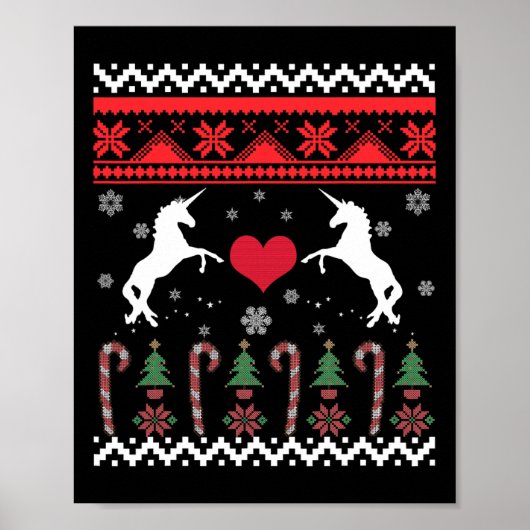 Poster Fête du pull de Noël moche licorne (Devant)