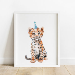 Poster Fête du Safari sauvage léopard Animaux Anniversair