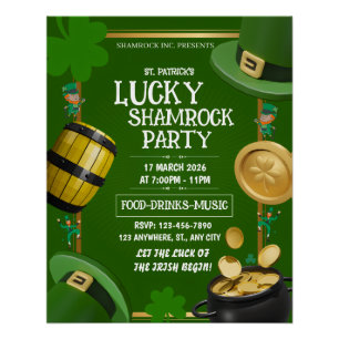 Poster Fête du Trèfle Chanceux St. Patrick Personnalisabl