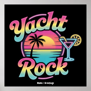Poster Fête en bateau de yacht rock délavé – Sons doux &