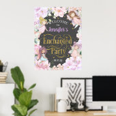 Poster Fête enchantée Fée thème fille anniversaire bienve (Bureau à domicile)