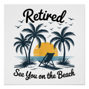 Poster Fête Été Retraité À Vous Sur La Plage
