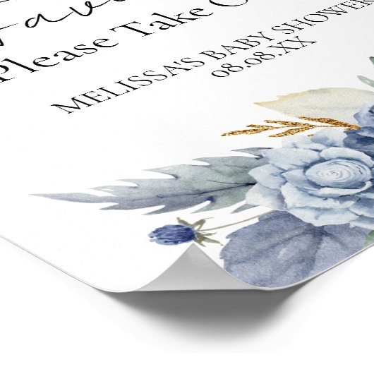 Poster Fête Faveur Signes de verdure Dusty Blue Flower (Coin)