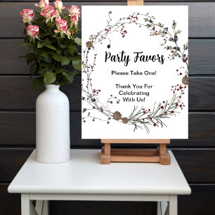 Poster Fête Favoriser baby shower fleurs sauvages d'hiver