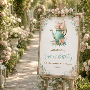 Poster Fête Florale Rêveuse aux Roses Vintage Shabby Chic