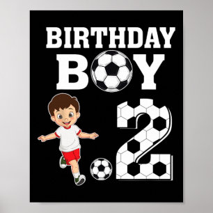 Poster Fête garçon amateur de football 2 ans 2e anniversa