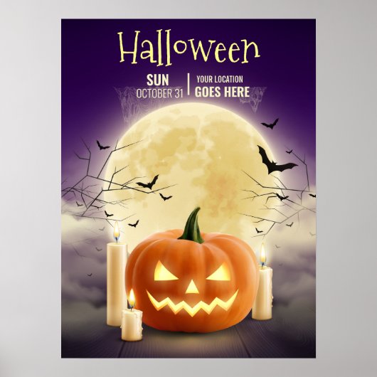 Poster Fête Halloween maison hantée modifiable, Halloween (Devant)
