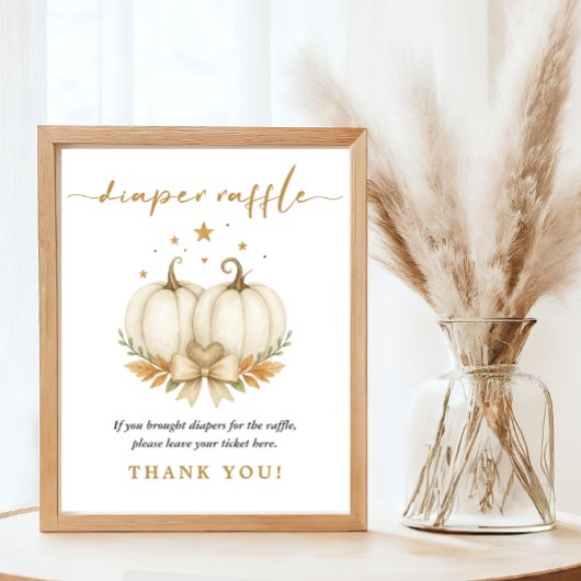 Poster Fête jumeaux pour bébé avec citrouilles à l'aquare