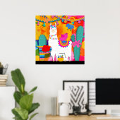 Poster Fête Llama Cinco De Mayo Colorful Fun Aquarelle (Bureau à domicile)