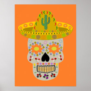 Poster Fête mexicaine du crâne mort