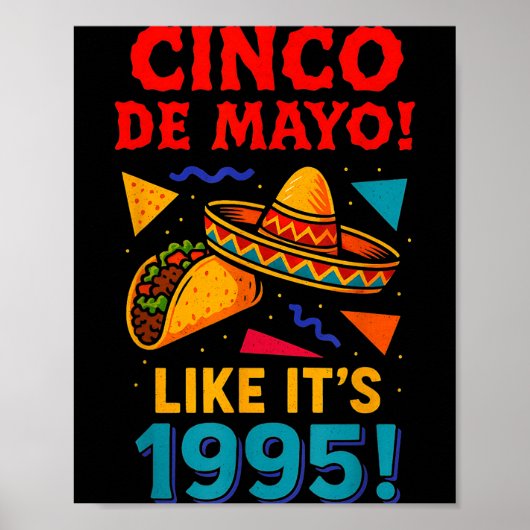 Poster Fête mexicaine rétro cinq mai (Devant)