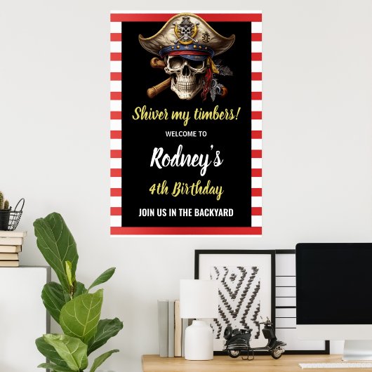 Poster Fête pirate Shiver My Tembers (Bureau à domicile)
