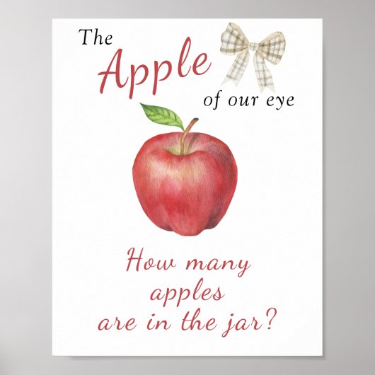 Poster Fête prénatale Apple - devinez combien de pommes d (Devant)