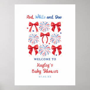 Poster Fête prénatale bébé Rouge Blanc et À venir Imprima