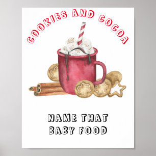 Poster Fête prénatale "Cookies et cacao" Devinez le nom d