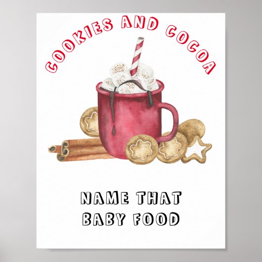 Poster Fête prénatale "Cookies et cacao" Devinez le nom d (Devant)