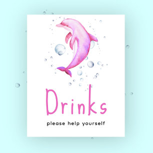 Poster Fête prénatale Dauphin Rose - Boissons