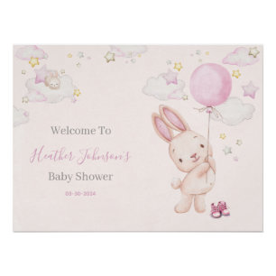 Poster Fête Prénatale de Bébé Lapin Fille